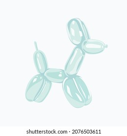 Cute Hand Drawn Balloon Dog. Vector Illustration. Cartoon Bubble Animal in Mint Color Isolated on White Background. Design Element for Poster, Card, Invitation, T-shirt Print, Wall Decoration.