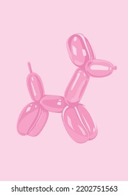 Perro de globo de mano corta. Ilustración vectorial. Animales de burbuja de dibujos animados en color rosa aislados en fondo rosa claro. Diseño Ideal para carteles, tarjetas, invitaciones, camisetas impresas, decoración de pared.