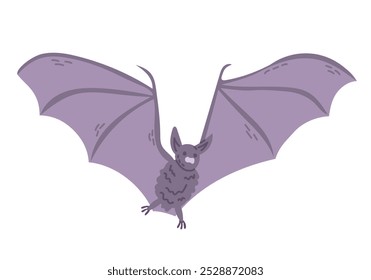 Cute hand drawn bat for Halloween decoration. Flying animal isolated on white background. Spooky design for autumn holiday. Good for stickers, decoration