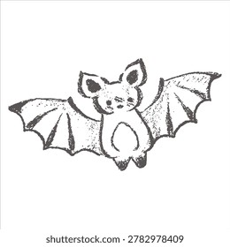Cute hand drawn bat illustration with spread wings on white background halloween nocturnal