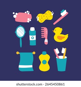 Cute hand drawn bathroom items illustrations collection