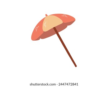 Cute hand drawn beach umbrella. Flat vector illustration isolated on white background. Doodle drawing.