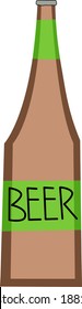 cute hand drawn beer bottle sticker. Vector icon illustration