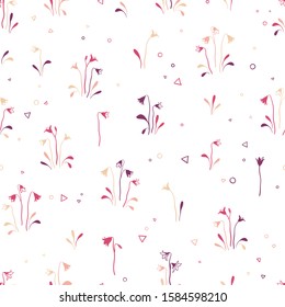 Cute hand drawn bellflower seamless pattern, doodle floral background, great for textiles, banners, wallpapers. wrapping - vector design