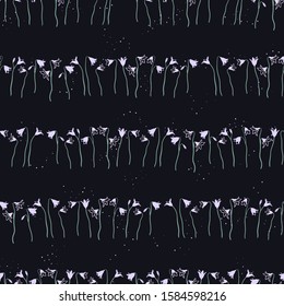 Cute hand drawn bellflower seamless pattern, doodle floral background, great for textiles, banners, wallpapers. wrapping - vector design
