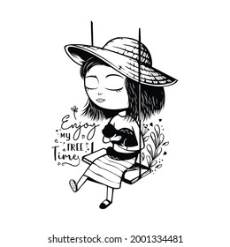 Cute hand drawn with best friend vector illustration
