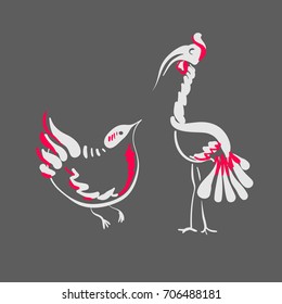Cute hand drawn bird calligraphy