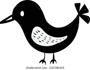 Cute Hand Drawn Bird design for print or use as poster, card, flyer or T Shirt