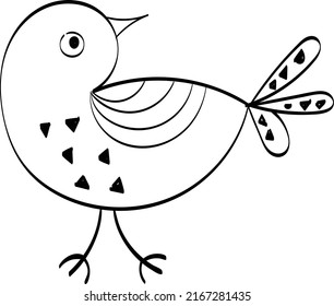 Cute Hand Drawn Bird design for print or use as poster, card, flyer or T Shirt