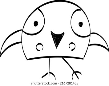 Cute Hand Drawn Bird design for print or use as poster, card, flyer or T Shirt
