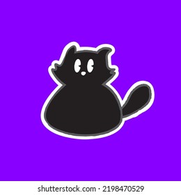 Cute Hand Drawn Black Cat Vector Illustration
