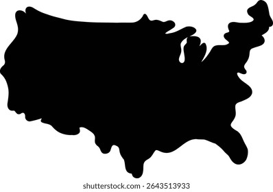 Cute hand drawn black silhouette united states of america map doodle kids illustration usa 4th fourth of july happy independence memorial day patriotic theme icon clipart elements