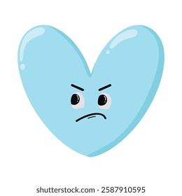 Cute Hand Drawn Blue Heart Annoyed