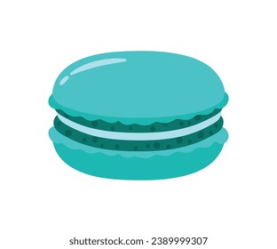 Cute hand drawn blue macaron pastry sweet food dessert cartoon vector illustration isolated on white background