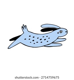 Linda ilustración de conejo azul dibujado a mano. Perfecto para la decoración de Pascua, estampados infantiles y Diseños de camiseta de primavera para niños.