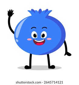 Cute Hand Drawn blueberry Face Wave Hello