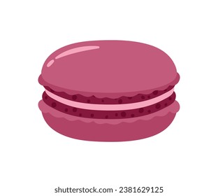 Cute hand drawn blueberry macaron pastry sweet food dessert cartoon vector illustration isolated on white background