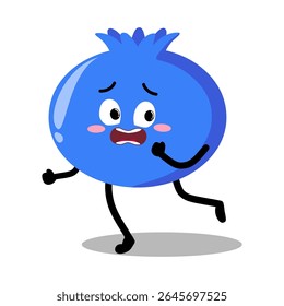 Bonito Mão desenhado mirtilo Fugindo Aterrorizado