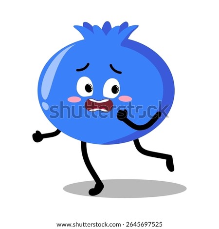 Cute Hand Drawn blueberry Running Away Terrified