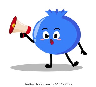 Bela mão desenhada mirtilo Falando com megafone Bravely