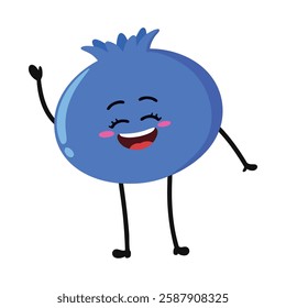 Cute Hand Drawn Blueberry Wave Hello Smile