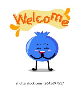 Cute Hand Drawn blueberry Welcoming gesture greeting