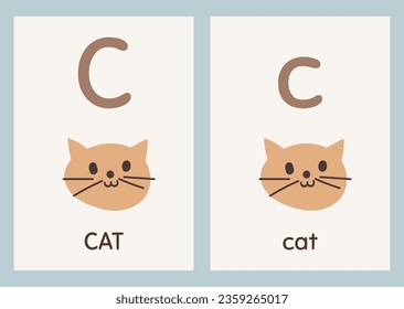 cute hand drawn bohemian style alphabet poster set with pictures for nursery uppercase and lowercase letters together wall decor for kids letter c