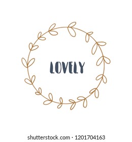 Cute hand drawn boho frame template. Pastel, wreath, floral. Decor elements for postcards, cards, posters, souvenirs and more. 