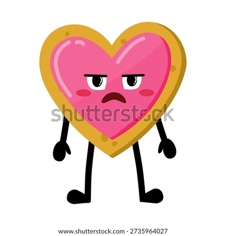 Cute Hand Drawn Bored Heart-shaped Cookie Don't Know What To Do