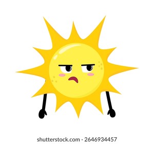 Bela mão desenhada entediado sol não sabe o que fazer
