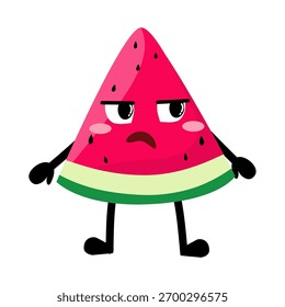 Cute Hand Drawn Bored Watermelon Don't Know What To Do