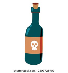 Botella de ron bien dibujada a mano. Fondo blanco, aislado.