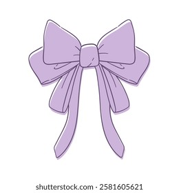 Cute hand drawn bow in pastel color. Vector isolated illustration for gifts, celebration, hair.