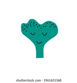 Cute hand drawn broccoli mascot design character, vector