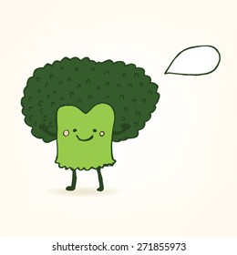 Cute hand drawn broccoli vector illustration