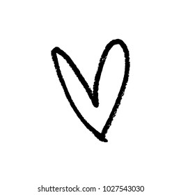 Cute hand drawn brush heart. Decor element for postcards, cards, posters, souvenirs and more. Vector, clip art and jpg. Isolated.