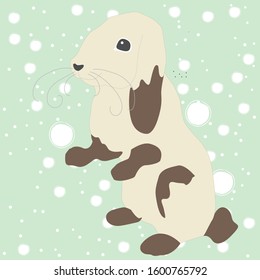 Cute hand drawn bunny standing on its back legs. Cartoon Style. Vector Illustration