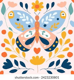 Cute Hand Drawn Butterfly Seamless Pattern