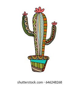 Cute Hand Drawn Cactus Characters Vector.