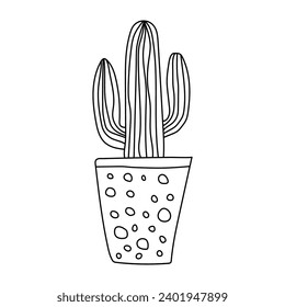 Cute hand drawn cactus flat icon on white background