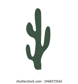 Cute hand drawn cactus. Mexican symbol. Wild West theme. Hand drawn colored trendy Vector isolated illustration. 