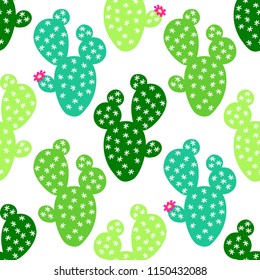 Cute hand drawn cactus seamless pattern