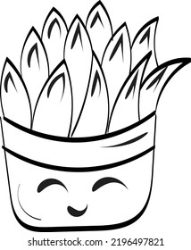 Cute Hand Drawn Cactus. Cactus Succulent flower
pot.