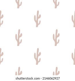 Cute hand drawn cactuses seamless pattern. Mexican symbol. Wild West theme. Hand drawn colored trendy Vector print.