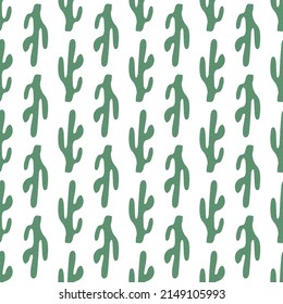 Cute hand drawn cactuses seamless pattern. Mexican symbol. Wild West theme. Hand drawn colored trendy Vector print.