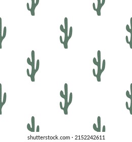 Cute hand drawn cactuses seamless pattern. Mexican symbol. Wild West theme. Hand drawn colored trendy Vector print.