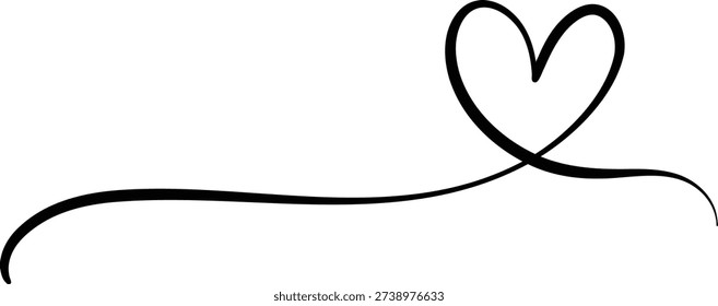 Cute hand drawn calligraphy banner highlight or divider vector line art heart