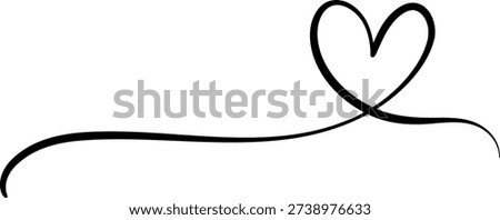 Cute hand drawn calligraphy banner highlight or divider vector line art heart