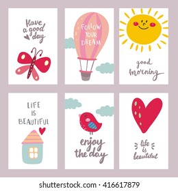 Cute hand drawn cards, brochures, invitations