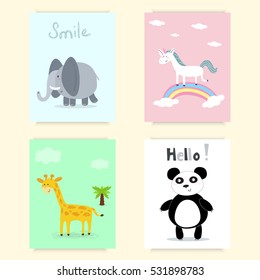 Cute hand drawn cards, brochures, invitations, postcard.